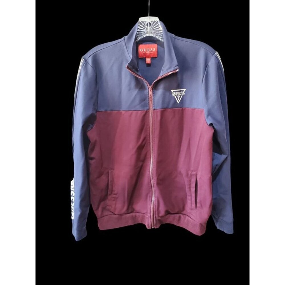 Vintage Guess Men's Vintage Track Jacket Logo Sleeve Color block Zip-Up Small